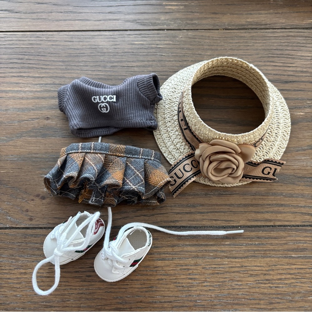 Labubu Luxury Clothes Set Labubu Designer Gucc Skirt Clothing with Hat